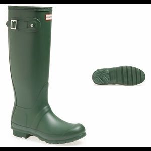 Tall Green Hunter Boots with Gray Socks (Like New)